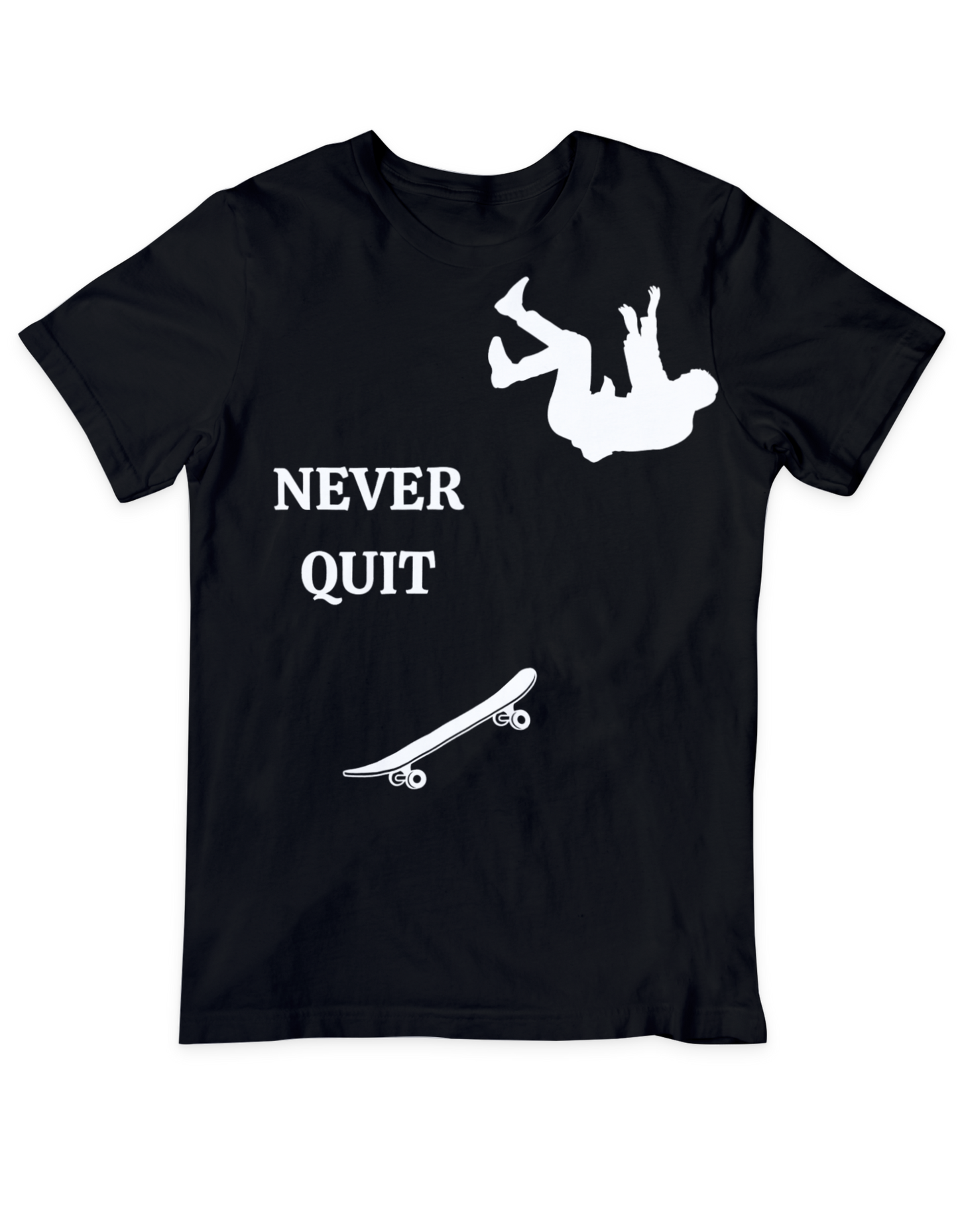 Skateboarder Falling Black T Shirt
