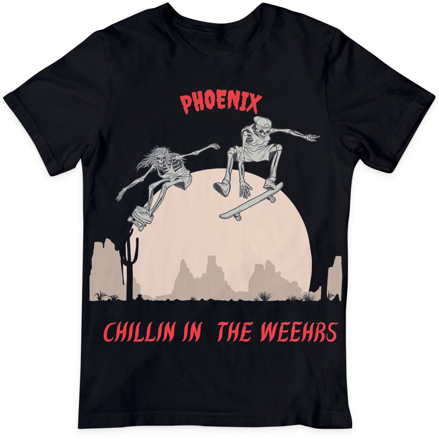 Phoenix Skateboarders Chillin In The WeeHrs Black T Shirt